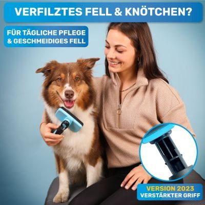 Thumbnail 7: BluePet Selbstreinigende Zupfbürste mit Pins, Hundebürste & Katzenbürste für Langhaar, ZupfZeug 2.0 mit Reinigungsknopf für die tägliche Anwendung