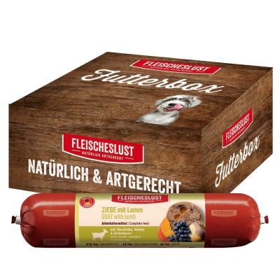 Bild 1 von 1: Fleischeslust Futterbox Ziege mit Lamm (6x800g) Hundewurst