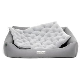 HOUND&NATURE SET: Hundebett ZÜRICH XXL hellgrau + wasserfestem Baumwoll-Matratzenüberzug