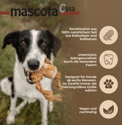 Thumbnail 4: mascota vital Coco & Coffee Kauspielzeug für Hunde aus Kaffeeholz und Kokosfaserseil, koffeinfrei und natürlich, bis 20 kg Gewicht