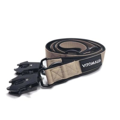Vitomalia Extreme EditionTaktische verstellbare Hundeleine mit Froschkarabiner aus Hartaluminum Beige