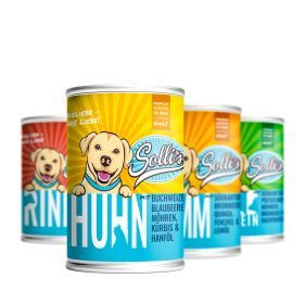 Sollis Hundenassfutter Sparpaket - Huhn, Lamm, Rind & Wildschwein 24x400g