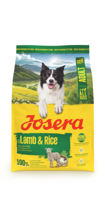 Josera Adult Lamb & Rice, glutenfreies Trockenfutter für ausgewachsene Hunde, 3x3kg