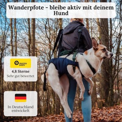 Thumbnail 4: Wanderpfote Wanderpfote Tragehilfe für Hunde – Notfallrucksack bei Wanderungen oder Tragetasche Hund im Alltag bei Treppe - Klein, Leicht, Robust, Hochwertig - Tragetuch Hund, Hundetasche (S)