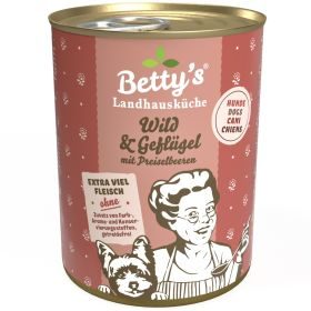Betty's Landhausküche Nassfutter für Hunde Wild & Geflügel 12x 400g