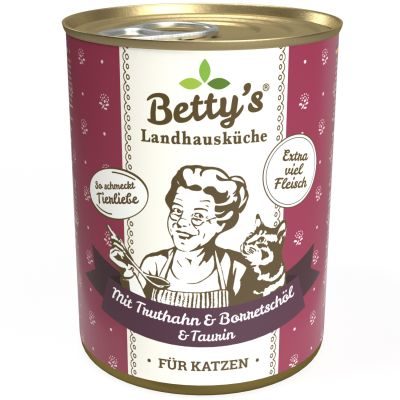 Thumbnail 1: Betty's Landhausküche Nassfutter für Katzen mit Truthahn & Borretschöl 12x 400g