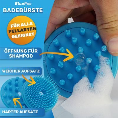 Thumbnail 13: BluePet Hundeshampoo + Befüllbare Badebürste Set: die perfekte 2in1 Lösung zum Baden von Hunden, inkl 1x weicher & 1x etwas härterer Waschaufsatz zum Wechseln