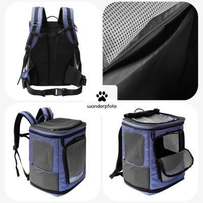 Thumbnail 7: Wanderpfote Hunderucksack bis 8kg - Modell Trekking Light, Größe S, Blau - Hochwertige Hundetragetasche für kleine Hunde - Hunderucksack oder Katzenrucksack