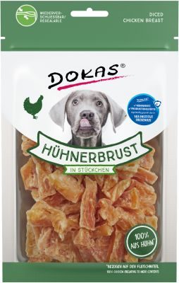 Thumbnail 1: Dokas Hühnerbrust in Stückchen fettarme Hundeleckerlis fürs Training 10x 70g Multipack