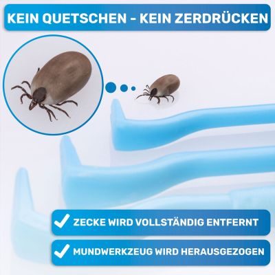 Thumbnail 6: BluePet 3er Set Zeckenhaken/ Zeckenhebel für Hunde, Katzen, Pferde & Mensch I Zeckenentferner I Alternative zu Zeckenpinzette, Zeckenzange, Zeckenschutzmittel