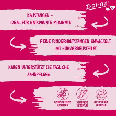 Thumbnail 2: Dokas Kaustangen mit Hühnerbrust Zahnpflegesnack für Hunde 9x 200g Multipack