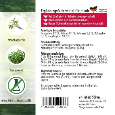 Thumbnail 11: TJURE TJURE - Mönchspfeffer Liquid - 500 ml  | Hormonbalance für glückliche Hunde |  bei Läufigkeit | Scheinträchtigkeit