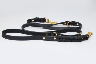ammi® for Dogs Fettlederleine 3-fach verstellbar 220 cm / 20 mm / Schwarz