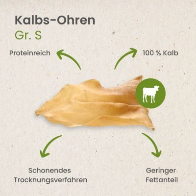 Thumbnail 5: kauartikel.com Kalbs-Ohren Gr. S - Hunde-Kauartikel - Hunde-Snack - Kausnack - Kälber-Leckerli (Rind)