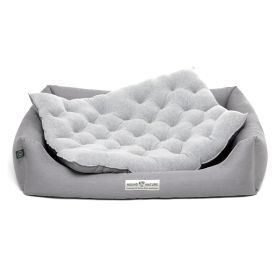 HOUND&NATURE SET: Hundebett ZÜRICH L hellgrau + wasserfestem Baumwoll-Matratzenüberzug