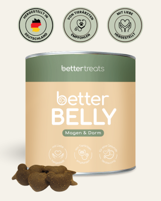 Thumbnail 1: bettertreats Verdauungs-Snacks für Hunde mit Prä- & Postbiotika. Natürliche Unterstützung gegen Sodbrennen, Blähungen, Gras- & Kotfressen - täglich füttern
