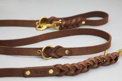 ammi® for Dogs Fettlederleine 3-fach verstellbar 220 cm / 15 mm / Braun