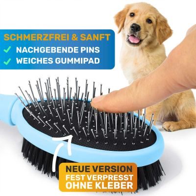 Thumbnail 3: BluePet 'DoppelDecker' Doppelbürste für Hunde und Katzen (doppelseitig nutzbar), beidseitig sanfte Fellpflege - zweiseitige Nutzung, 2in1