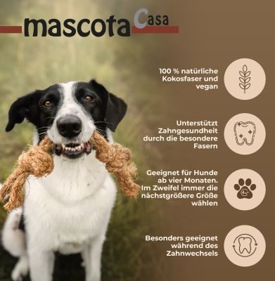 Thumbnail 4: mascota casa Coco Rope Kauspielzeug für Hunde aus Kokosseil, unterstützt die Zahngesundheit im Zahnwechsel