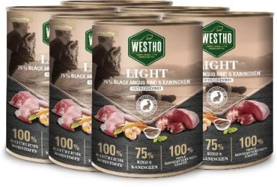 WESTHO petfood Light mit 75 % Black Angus Rind & Kaninchen 6x800g