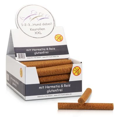 Thumbnail 2: 123… Hund dabei! Kaurollen XXL mit Insekten und Reis, harte Kauartikel für Hunde, getreidefrei, Zahnpflegesnack, XXL Pack