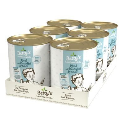 Thumbnail 2: Betty's Landhausküche Sensitiv Hundenassfutter Pferd mit Kartoffel 6x 800g