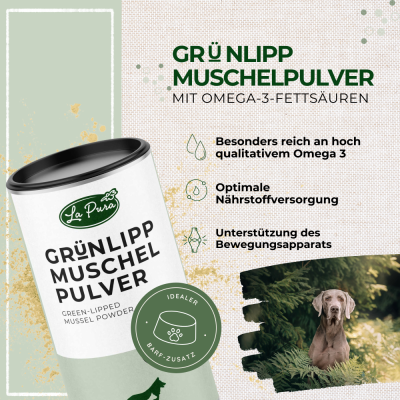 Thumbnail 7: LaPura PetVet - LaPura Grünlippmuschelpulver 250 g - Einzelfuttermittel für Hunde und Katzen - Nahrungsergänzung - Futterergänzung - BARF-Zusatz