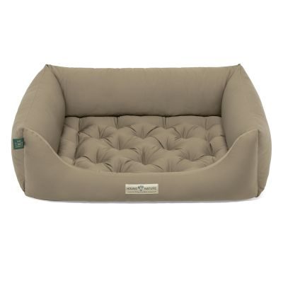 HOUND&NATURE Hundebett ZERMATT M taupe + wasserfestem Baumwoll-Matratzenüberzug