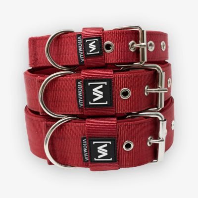 Thumbnail 3: Vitomalia VitomaliaKlassisches Hundehalsband mit abstehender Innenfütterung - Bordeaux
