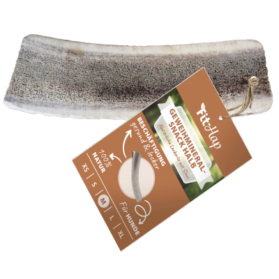 Fit-Hap Geweihmineral-Snack halb M (80-120 g) – Natürlicher Kausnack aus Abwurfstange für Hunde