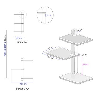 Thumbnail 2: stylecats® Kratzmöbel Freischweber weiß 3 Liegeflächen Sisal anthrazit/anthrazit, 92 cm