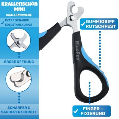 Thumbnail 6: BluePet Krallenschere Mini für Katzen, Welpen, kleine Hunde, Kaninchen & Kleintiere, kleiner Krallenschneider, Nagelschere, Krallenpflege