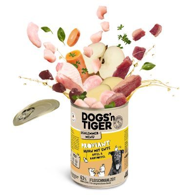 Thumbnail 4: Dogs'n Tiger Adult Hundefutter, Proviant, Nassfutter, Getreidefrei, Huhn, Ente, Apfel & Kartoffel, 6x 400g