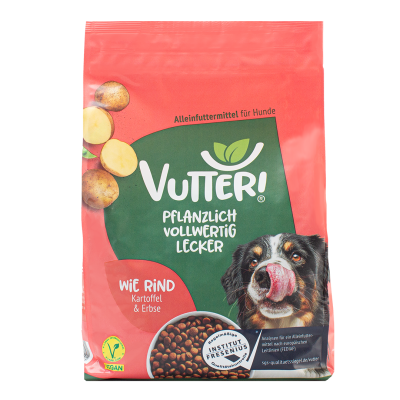 Vutter! Vutter! 1 kg Trockenfutter "Wie Rind" |  Hundefutter vegan | Alleinfuttermittel | bedarfsdeckend | veganes Hundefutter