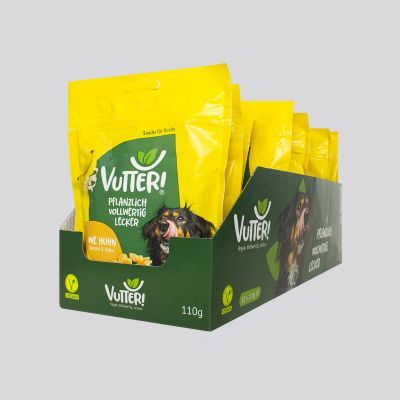 Thumbnail 1: Vutter! Snack: Wie Huhn 10 x 110g | Snacks fürs Training | veganes Hundefutter | 110g