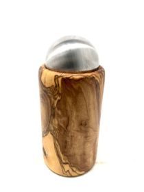 Olivenholz-erleben Urne aus Olivenholz mit Kugelverschluss aus Edelstahl bis ca. 15 kg Lebendgewicht