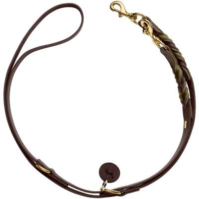 HUNTER Verstellbare Führleine Solid Education Duo 20/200, dunkelbraun/oliv