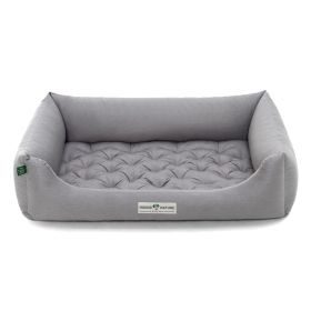 HOUND&NATURE SET: Hundebett ZERMATT XL hellgrau + wasserfestem Fleece-Matratzenüberzug