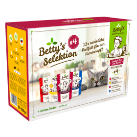 Betty's Landhausküche #4 Mix-Box - 4 Sorten Katzenfutter mit hohem Fleischanteil à 3x 100g im Frischebeutel