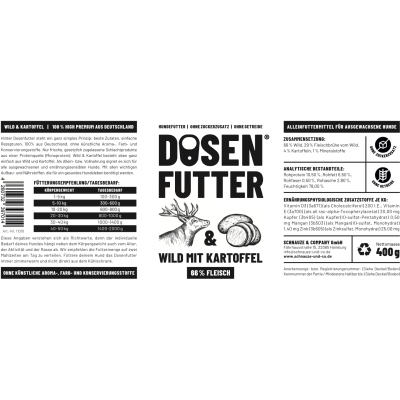 Thumbnail 4: Schnauze & Co. 6x Dosenfutter® WILD & KARTOFFEL 400g