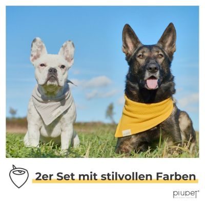Thumbnail 3: PIUPET Hundehalstuch I 2er Set Hundehalstücher I Hundebekleidung & Zubehör I 76x53x53cm I Gelb / Grau (L)