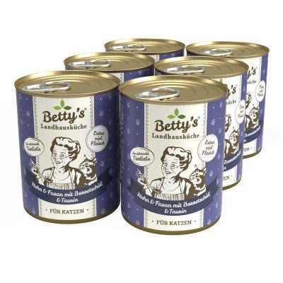 Thumbnail 3: Betty's Landhausküche Katzennassfutter Huhn und Fasan mit Borretschöl 12x 400g