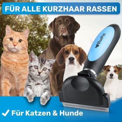 Thumbnail 6: BluePet Kurzhaar Unterfellbürste 2.0 - Deshedder, Unterwollbürste für Hunde & Katzen im Fellwechsel - Entfernen von Unterwolle, Filz & Knoten - Unterwollkamm