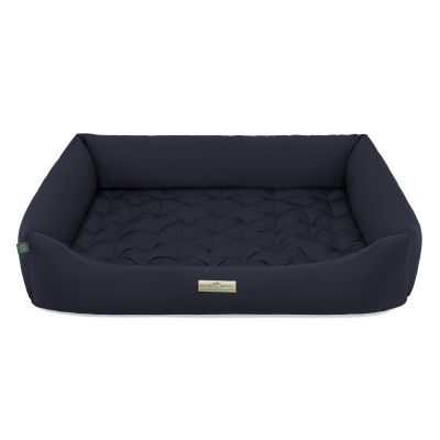 HOUND&NATURE SET: Hundebett ZERMATT XXL dunkelblau + wasserfestem hellgrauen Fleece-Matratzenüberzug