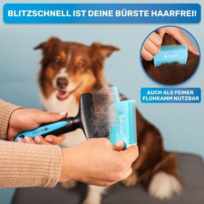 Thumbnail 2: BluePet Profi-Zupfbürste doppelseitig für Hunde & Katzen, professionelle Bürste für Langhaar, beidseitig flexibler Bürstenkopf für sanfte Pflege, zweiseitig