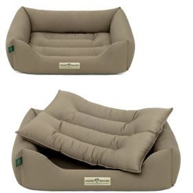 HOUND&NATURE SET: Hundebett BERN S taupe + wasserfestem taupen Baumwoll-Matratzenüberzug