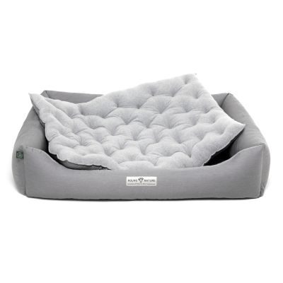 HOUND&NATURE Hundebett ZÜRICH XXL hellgrau + wasserfestem Fleece-Matratzenüberzug
