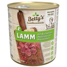Betty's Landhausküche Nassfutter für Hunde Lamm und Buchweizen 6x 800g