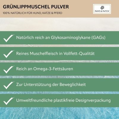 Thumbnail 3: Paws & Patch GRÜNLIPPMUSCHEL Pulver 250g
