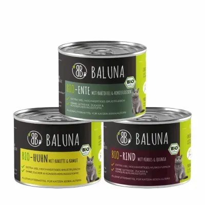 Baluna Bio-Katzenfutter Probierpaket 3x200g